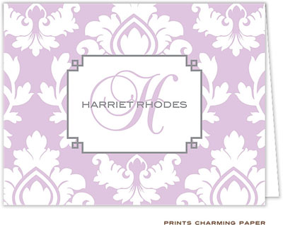 Note Cards/Stationery by Prints Charming - Stylish Orchid Damask (Folded)