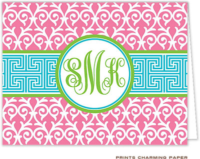 Note Cards/Stationery by Prints Charming - Pink Tile (Folded) Note Cards/Stationery by Prints Charming - Pink Tile (Folded)