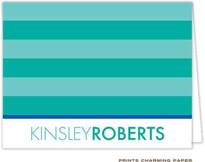 Note Cards/Stationery by Prints Charming - Modern Green Tonal Stripes (Folded)