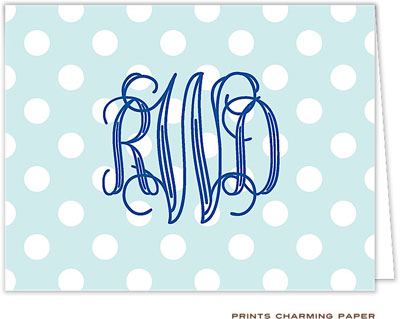 Note Cards/Stationery by Prints Charming - Aqua Dots Monogram (Folded) Note Cards/Stationery by Prints Charming - Aqua Dots Monogram (Folded)