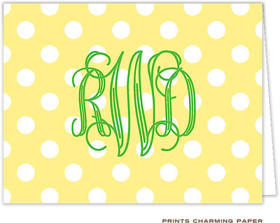 Note Cards/Stationery by Prints Charming - Yellow Dots Monogram (Folded) Note Cards/Stationery by Prints Charming - Yellow Dots Monogram (Folded)