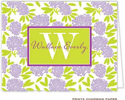 Note Cards/Stationery by Prints Charming - Beautiful Purple and Lime Floral (Folded) Note Cards/Stationery by Prints Charming - Beautiful Purple and Lime Floral (Folded)