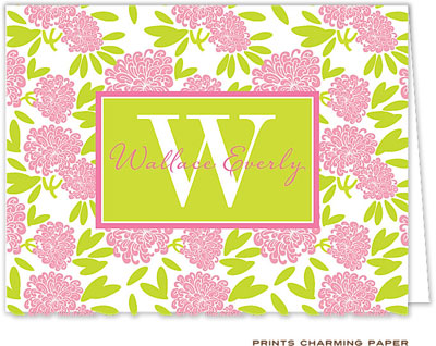 Note Cards/Stationery by Prints Charming - Beautiful Pink and Lime Floral (Folded) Note Cards/Stationery by Prints Charming - Beautiful Pink and Lime Floral (Folded)