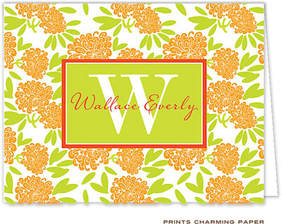 Note Cards/Stationery by Prints Charming - Beautiful Orange and Lime Floral (Folded) Note Cards/Stationery by Prints Charming - Beautiful Orange and Lime Floral (Folded)