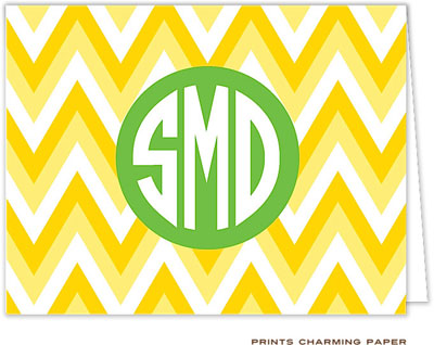 Note Cards/Stationery by Prints Charming - Yellow Chevron Monogram (Folded) Note Cards/Stationery by Prints Charming - Yellow Chevron Monogram (Folded)