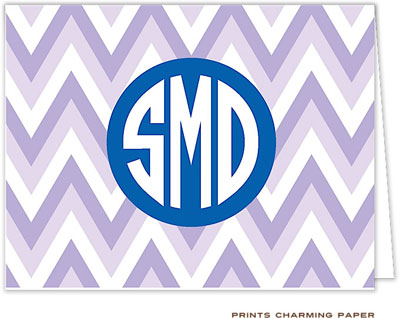 Note Cards/Stationery by Prints Charming - Purple Chevron Monogram (Folded)