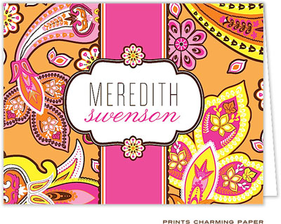 Note Cards/Stationery by Prints Charming - Orange Paisley (Folded) Note Cards/Stationery by Prints Charming - Orange Paisley (Folded)