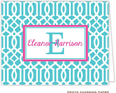 Note Cards/Stationery by Prints Charming - Turquoise Lattice Pattern (Folded) Note Cards/Stationery by Prints Charming - Turquoise Lattice Pattern (Folded)