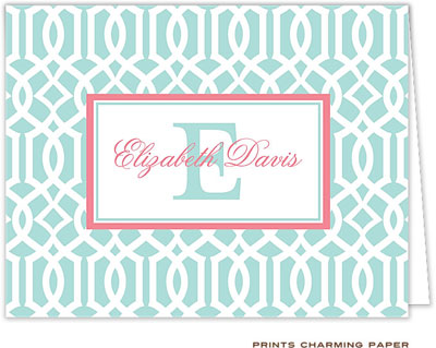 Note Cards/Stationery by Prints Charming - Mint Lattice Pattern (Folded) Note Cards/Stationery by Prints Charming - Mint Lattice Pattern (Folded)