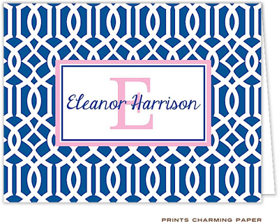 Note Cards/Stationery by Prints Charming - Navy Lattice Pattern (Folded) Note Cards/Stationery by Prints Charming - Navy Lattice Pattern (Folded)