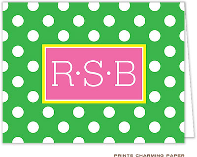 Note Cards/Stationery by Prints Charming - Preppy Green Monogram Dot (Folded) Note Cards/Stationery by Prints Charming - Preppy Green Monogram Dot (Folded)