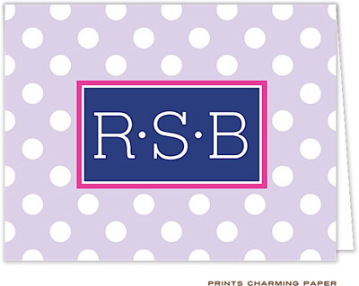 Note Cards/Stationery by Prints Charming - Preppy Purple Monogram Dot (Folded) Note Cards/Stationery by Prints Charming - Preppy Purple Monogram Dot (Folded)