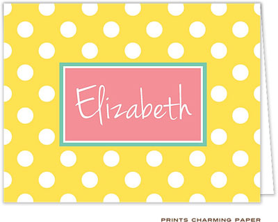Note Cards/Stationery by Prints Charming - Yellow Signature Dot (Folded) Note Cards/Stationery by Prints Charming - Yellow Signature Dot (Folded)