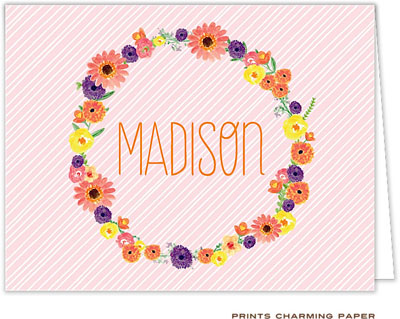 Note Cards/Stationery by Prints Charming - Sweet Pink Watercolor Wreath (Folded) Note Cards/Stationery by Prints Charming - Sweet Pink Watercolor Wreath (Folded)