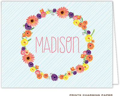 Note Cards/Stationery by Prints Charming - Blue Watercolor Wreath (Folded) Note Cards/Stationery by Prints Charming - Blue Watercolor Wreath (Folded)