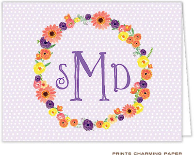 Note Cards/Stationery by Prints Charming - Lilac Watercolor Wreath (Folded) Note Cards/Stationery by Prints Charming - Lilac Watercolor Wreath (Folded)