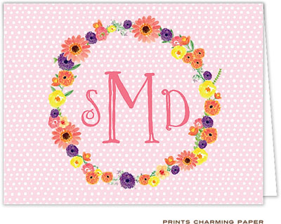 Note Cards/Stationery by Prints Charming - Pink Watercolor Wreath (Folded) Note Cards/Stationery by Prints Charming - Pink Watercolor Wreath (Folded)
