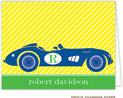 Note Cards/Stationery by Prints Charming - Monogrammed Race Car (Folded) Note Cards/Stationery by Prints Charming - Monogrammed Race Car (Folded)