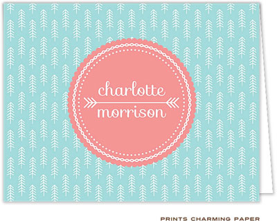 Note Cards/Stationery by Prints Charming - Aqua Blue Arrows (Folded)