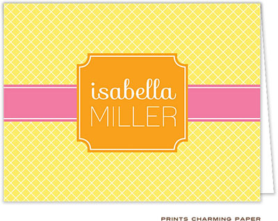 Note Cards/Stationery by Prints Charming - Yellow and Pink Band (Folded) Note Cards/Stationery by Prints Charming - Yellow and Pink Band (Folded)