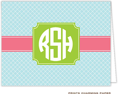 Note Cards/Stationery by Prints Charming - Aqua Blue Band (Folded) Note Cards/Stationery by Prints Charming - Aqua Blue Band (Folded)
