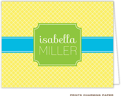 Note Cards/Stationery by Prints Charming - Yellow and Turquoise Band (Folded) Note Cards/Stationery by Prints Charming - Yellow and Turquoise Band (Folded)