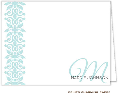 Note Cards/Stationery by Prints Charming - Aqua Classic Motif (Folded) Note Cards/Stationery by Prints Charming - Aqua Classic Motif (Folded)