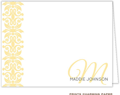 Note Cards/Stationery by Prints Charming - Golden Classic Motif (Folded)