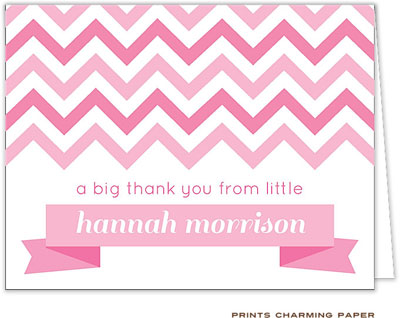 Note Cards/Stationery by Prints Charming - Pink Chevron Banner (Folded)