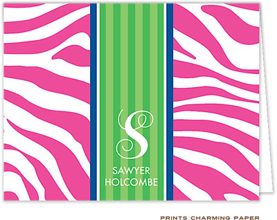 Note Cards/Stationery by Prints Charming - Pink Zebra (Folded) Note Cards/Stationery by Prints Charming - Pink Zebra (Folded)