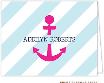 Note Cards/Stationery by Prints Charming - Blue Stripe Anchor (Folded) Note Cards/Stationery by Prints Charming - Blue Stripe Anchor (Folded)
