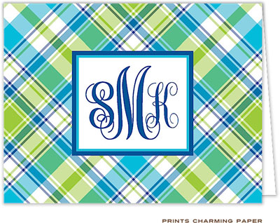 Note Cards/Stationery by Prints Charming - Spring Plaid Monogram (Folded)