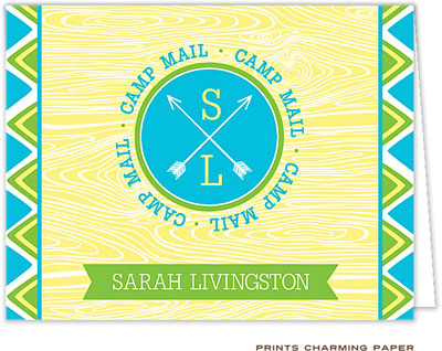 Note Cards/Stationery by Prints Charming - Yellow Arrow Seal Camp Mail (Folded)