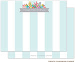 Note Cards/Stationery by Prints Charming - Aqua Floral Stripes (Flat)