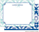 Note Cards/Stationery by Prints Charming - Stylish Aqua Damask (Flat)