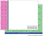 Note Cards/Stationery by Prints Charming - Green Lattice Initial (Flat)