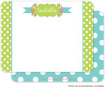 Note Cards/Stationery by Prints Charming - Lime Polka Dot Banner (Flat)