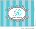 Note Cards/Stationery by Prints Charming - Turquoise Elegant Stripe (Folded)