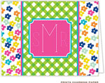 Note Cards/Stationery by Prints Charming - Lime Gingham Flowers (Folded)