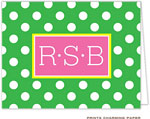 Note Cards/Stationery by Prints Charming - Preppy Green Monogram Dot (Folded)