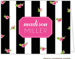 Note Cards/Stationery by Prints Charming - Black and White Floral Stripe (Folded)