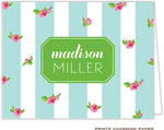 Note Cards/Stationery by Prints Charming - Aqua and White Floral Stripe (Folded)
