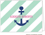 Note Cards/Stationery by Prints Charming - Mint Stripe Anchor (Folded)