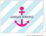 Note Cards/Stationery by Prints Charming - Blue Stripe Anchor (Folded)