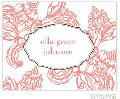 Rosanne Beck Stationery - Woodcut Floral - Coral Rosanne Beck Stationery - Woodcut Floral - Coral