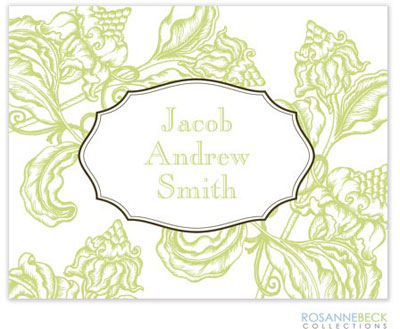 Rosanne Beck Stationery - Woodcut Floral - Lime Rosanne Beck Stationery - Woodcut Floral - Lime