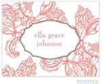 Rosanne Beck Stationery - Woodcut Floral - Coral