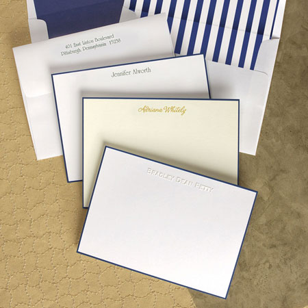Stationery/Thank You Notes by Rytex - Hand Bordered Cards (Navy)