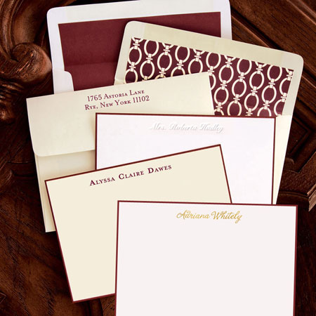 Stationery/Thank You Notes by Rytex - Hand Bordered Cards (Wine)