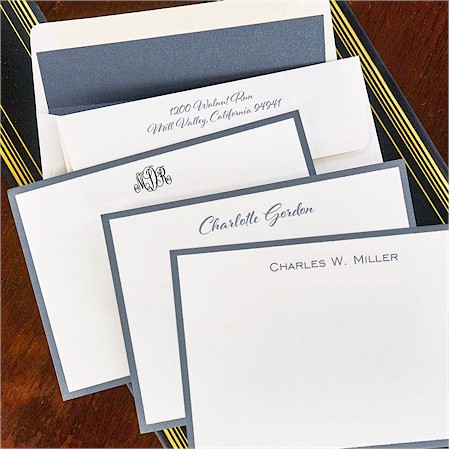 Stationery/Thank You Notes by Rytex - Wide Hand Bordered Cards (Metallic Charcoal)